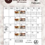 【2月のカフェカレンダーが完成しました！】
