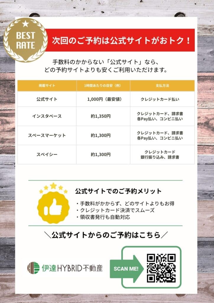 次回のご予約は公式サイトがおトク！料金比較イメージ